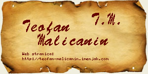 Teofan Malićanin vizit kartica